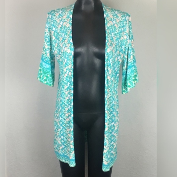 NWT Chico's Tile Cardigan Sweater Blue Green - Picture 2 of 8